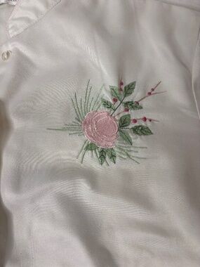 Vintage Kay Anna Size Small Brushed Embroidered Floral 2 Piece Pajamas Set